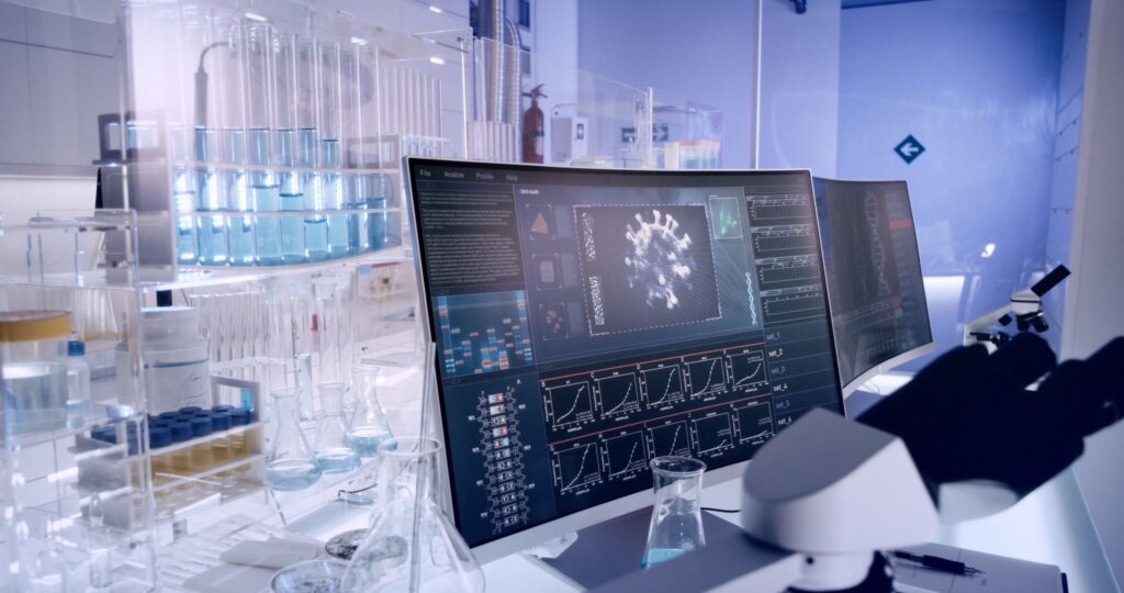 Futuristic laboratory equipment - coronavirus testing